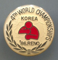 Boxing Box Boxe Pugilato - 4th World Championships Korea 1986, Vintage Pin, Badge, Abzeichen - Boxen