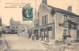 CPA 91 BREUILLET / EGLISE / POSTE / CAFE ARGANT / TABAC MOUROUX SUCCESSEUR / Cpa Rare - Autres & Non Classés