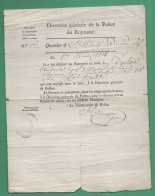 Direction Générale De La Police Du Royaume Département De La Seine Sujet Passeport 17 Mars 1816 - Police & Gendarmerie