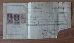 1926 Year Document Latvia , Lettonia , Lettland Promissory Note + 3 Revenue Money Stamps 2;20 ; 50 Santims - Letonia