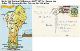 Benin 1988 Brahms F65 Dahomey OVPT 10F Very Scarce Use + Other PPC Geo Graphic Map Cotonou 1jul1988 X Italy - Benin