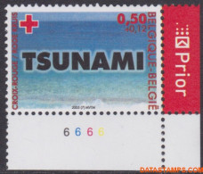 België 2005 - Mi:3415, Yv:3341, OBP:3367, Plate Number - XX - Red Cross Tsunami - 2001-2010