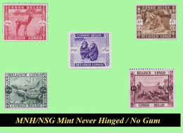 1939 ** CONGO BELGE / BELGIAN CONGO COB 209/213 MNH/NSG FULL LEOPOLDVILLE ZOO SET (x 5 Stamps) - Neufs