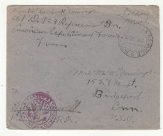 American Expeditionary Forces (A.E.F.) Passed As Censored On Letter Cover Posted 1918 France To Bridgeport, CT B230301 - Autres & Non Classés