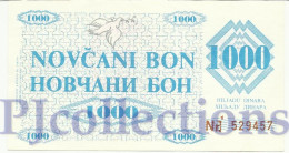 BOSNIA HERZEGOVINA 1000 DINARA 1992 PICK 8f1 VF+ "VISOKO" - Bosnie-Herzegovine