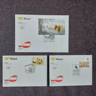 Austria 2014/2015 Horses Stamps On 3 FDC's - Oblitérés