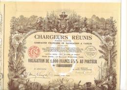 CHARGEURS REUNIS - COMPAGNIE FRANCAISE DE NAVIGATION A VAPEUR -OBLIGATION DE 1000 FRS- ANNEE 1939 - Navigation