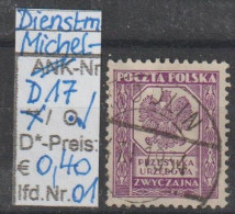 1933 - POLEN - Dienstpost-Marke "Wappenadler A. Achteck" O. Wertang.- O Gestempelt - S.Scan (pl D17o 01-02 Dienstp) - Servizio