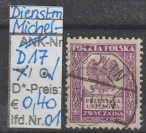 1933 - POLEN - Dienstpost-Marke "Wappenadler A. Achteck" O. Wertang.- O Gestempelt - S.Scan (pl D17o 01-02 Dienstp) - Oficiales