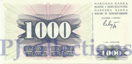 BOSNIA HERZEGOVINA 1000 DINARA 1992 PICK 15a UNC - Bosnie-Herzegovine
