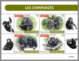 CENTRAL AFRICA 2022 MNH Chimpanzees Schimpansen Chimpanzes M/S - IMPERFORATED - DHQ2311 - Chimpanzees