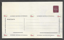 PORTUGAL STATIONERY COVER ADVERTISING - CARTA UNIVERSAL - SOCIEDADE NAC. DE PETROLEOS - MULTIGRADE OIL - RARE (PLB#02) - Postal Stationery
