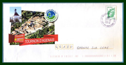 PAP Beaujard LV Repiqué Tournon D'Agenais Cad Tournon 2013 Lot Et Garonne (légère Froissure, Voir) Cachet Mairie Verso - PAP: Ristampa/Beaujard