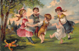 ENFANTS Dansent La Ronde Dans Le Jardin - Relief - Carte Postale Ancienne - Children And Family Groups