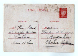 TB 4075 - 1942 - Entier Postal Type Pétain - Mr Henri BAUD à LOUHANS Pour Mrs FOUGERE & LAURENT à ANGOULEME - Cartes Postales Types Et TSC (avant 1995)