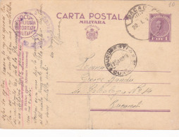 Romania, 1939, WWII Military Censored CENSOR ,POSTCARD STATIONERY  POSTMARK  BACAU - Lettres 2ème Guerre Mondiale