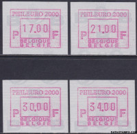 België 2000 - Mi:autom 42, Yv:TD 50A, OBP:ATM 102 Set, Machine Stamp - XX - Phileuro 2000 - Ungebraucht