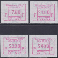 België 2001 - Mi:autom 44, Yv:TD 52, OBP:ATM 104 Set, Machine Stamp - XX - Philabourse 2001 - Ungebraucht