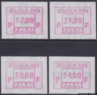 België 2001 - Mi:autom 45, Yv:TD 53, OBP:ATM 105 Set, Machine Stamp - XX - Belgica 2001 - Postfris