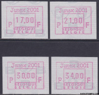 België 2001 - Mi:autom 46, Yv:TD 54, OBP:ATM 106 Set, Machine Stamp - XX - Junex 2001 - Postfris