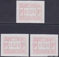 België 1982 - Mi:autom 2, Yv:TD 5, OBP:ATM 6A Set, Machine Stamp - XX - Belgica 82 Special Issue - Postfris