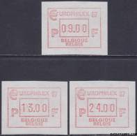 België 1987 - Mi:autom 8, Yv:TD 14, OBP:ATM 65 Set, Machine Stamp - XX - Europhilex - Ungebraucht