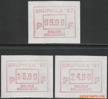 België 1987 - Mi:Autom 6, Yv:TD 12, OBP:ATM 63 Set, Machine Stamp - XX - Bruphila - Postfris