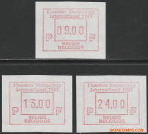 België 1987 - Mi:Autom 7, Yv:TD 13, OBP:ATM 64 Set, Machine Stamp - XX - Flanders Technology - Ungebraucht