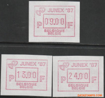 België 1987 - Mi:autom 9, Yv:TD 15, OBP:ATM 66 Set, Machine Stamp - XX - Junex 87 - Postfris