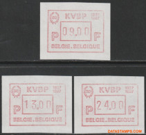 België 1988 - Mi:autom 11, Yv:TD 17, OBP:ATM 68 Set, Machine Stamp - XX - K.v.b.p. - Postfris