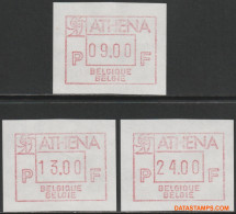 België 1988 - Mi:Autom 12, Yv:TD 18, OBP:ATM 69 Set, Machine Stamp - XX - Athena - Postfris