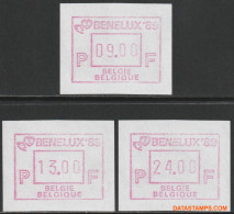 België 1989 - Mi:autom 19, Yv:TD 25, OBP:ATM 76 Set, Machine Stamp - XX - Benelux 89 9-13-24 - Postfris