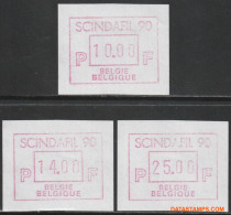 België 1990 - Mi:Autom 20, Yv:TD 26, OBP:ATM 77 Set, Machine Stamp - XX - Scindafil 90 - Postfris