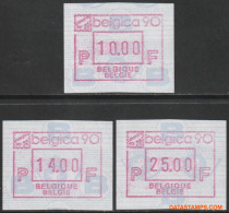 België 1990 - Mi:Autom 21, Yv:TD 27 I, OBP:ATM 78 Set, Machine Stamp - XX - Belgica 90 - Ungebraucht