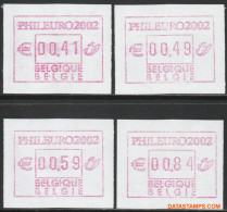 België 2002 - Mi:Autom 52, Yv:TD 57, OBP:ATM 109 Set, Machine Stamp - XX - Phil Euro 2002 - Ungebraucht