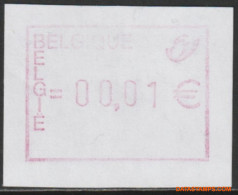 België 2001 - OBP:ATM 107b GD/IG, Machine Stamp - XX - Mailing Vignette In Euro Gum Print - Postfris