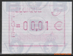 België 2001 - OBP:ATM 107 IV/TE, Machine Stamp - XX - Mailing Vignette In Euro Inkblot - Ungebraucht