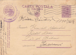 Romania, 1940, WWII Military Censored CENSOR ,POSTCARD STATIONERY  POSTMARK SACUIENI - Cartas De La Segunda Guerra Mundial