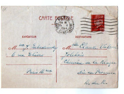 TB 4079 - 1944 - Entier Postal Type Pétain - PARIS Pour AIX - EN - PROVENCE - Cartes Postales Types Et TSC (avant 1995)