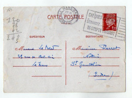 TB 4080 - 1943 - Entier Postal Type Pétain - LE MANS Pour Me PARROT Notaire à SAINT - GAULTIER - Cartes Postales Types Et TSC (avant 1995)