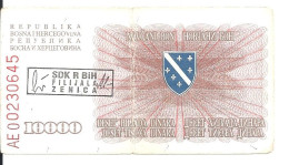 BOSNIE-HERZEGOVINE 10000 DINARA 1993 VF P 17 B - Bosnie-Herzegovine