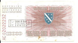 BOSNIE-HERZEGOVINE 10000 DINARA 1993 VF P 17 C - Bosnie-Herzegovine