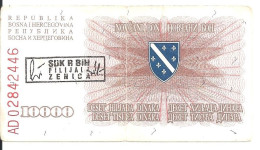 BOSNIE-HERZEGOVINE 10000 DINARA 1993 VF P 17 C - Bosnie-Herzegovine