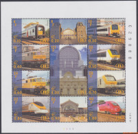 België 2001 - OBP:TRV BL 3, Railway Vignettes - XX - Modern Railroad - 1996-2013 Labels [TRV]