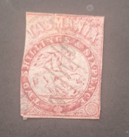 TASMANIA 1863 POSTAL FISCAL CAT GIBBONS N F2 WMK 4 IMPERF (A LITTLE DEFECTIVE) RARE - Oblitérés