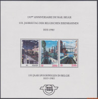 België 1985 - Mi:eisenbahn BL 4, Yv:CP 459/460 BL, OBP:TR BL 4, Railway Stamps - XX - 150 Years Of Railways Paul Delvau - Neufs