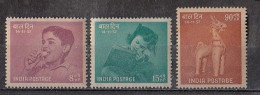 INDIA, 1957, Children's Day LOT Of 10 Sets, Horse, Sets 3 V, Nutrition, Education, Recreation, Childrens,MNH, (**) - Nuovi