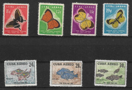 CUBA 1958 AIR MAIL, Butterflies And Fishs  MH - Airmail