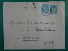 AR 23 MAROC    BELLE  LETTRE 1913  A  TLEMCEN +PAIRE DE TP. SURCHARGES  + +AFFR. PLAISANT++ - Storia Postale