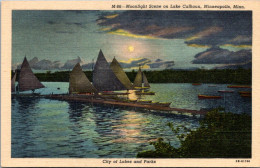 Minnesota Minneapolis Moonlight Scene On Lake Calhoun Curteich - Minneapolis